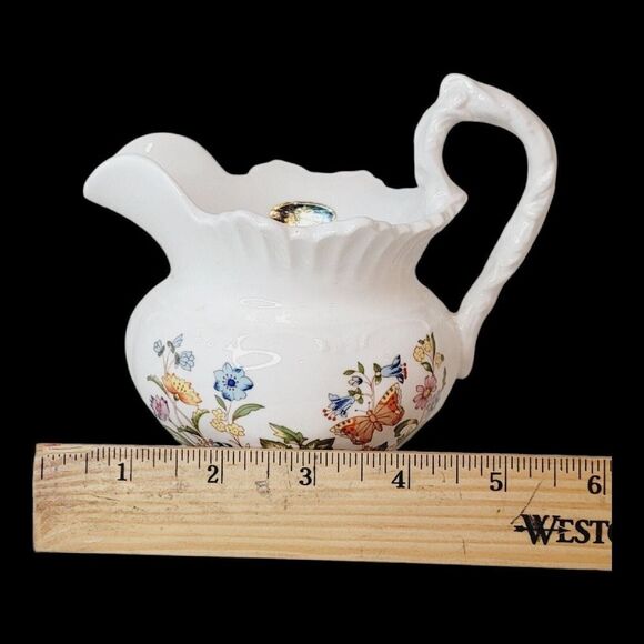 Aynsley Bone China England Cottage Garden Vine Handle 5" Creamer 1985-2001 - Picture 12 of 12